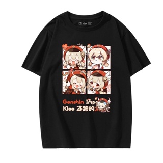 ราคาถูก Genshin Impact game Klee เสื้อยืดแขนสั้นผ้าฝ้ายพิมพ์ลายน่ารักสุด ๆ แฟน ๆ Klee ต้อง เสื้อคู่