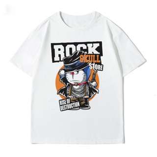 แฟชั่น Doraemon เสื้อยืดอะนิเมะ Jingle Cat คาวบอยตะวันตกแขนสั้นเสื้อยืดแขนสั้นพิมพ์ใหม่สุดเท่ เสื้อผ้า