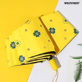 Weststreet ร่มกันแดด พิมพ์ลายใบไม้ ขนาดเล็ก พับได้ กันลม