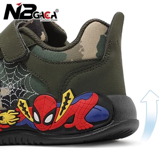 รองเท้าผ้าใบลําลอง ผ้าตาข่าย ลายการ์ตูน Spider-Man สีเขียว ระบายอากาศ สําหรับเด็กผู้ชาย ไซซ์ 26-35