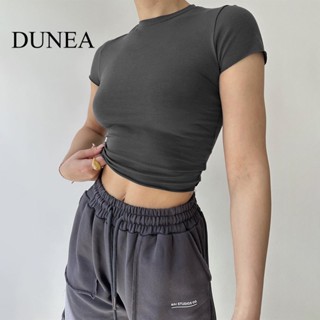 Dunea เสื้อยืด คอกลม แขนสั้น เซ็กซี่ สําหรับผู้หญิง