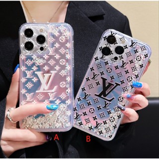 LV เคสโทรศัพท์มือถือ ลายดอกไม้ ประดับเพชร สําหรับ iphone14 13 12 pro max 14 13 14pro 14plus 13 12 11 promax