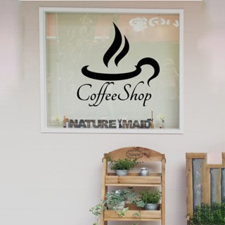 Cafe Shop สติกเกอร์ไวนิล ลายโลโก้แก้วกาแฟ แก้วชานม สไตล์ตะวันตก สําหรับตกแต่งผนังบ้าน ร้านอาหาร