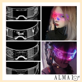 ALMA แว่นตานีออน LED เรืองแสง 7 สี อุปกรณ์ประกอบฉากการแสดง ปาร์ตี้