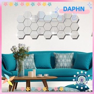 Daphs สติกเกอร์กระจก รูปเรขาคณิต หกเหลี่ยม 3D สําหรับติดตกแต่งผนังบ้าน 6 12 ชิ้น