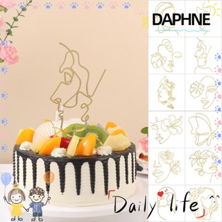 DAPHNE ป้ายท็อปเปอร์ รูปใบหน้าผู้หญิง สไตล์มินิมอล สําหรับตกแต่งบ้าน สวน เค้ก