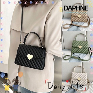 Daphne กระเป๋าสะพายไหล่ กระเป๋าถือ หนัง PU สีพื้น แฟชั่นสําหรับสตรี