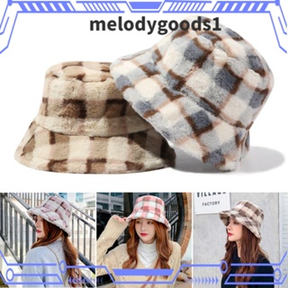 Melodygoods1 หมวกบักเก็ต แบบหนา ให้ความอบอุ่น แฟชั่นฤดูหนาว