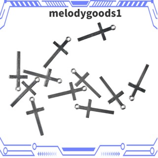 MELODYGOODS1 จี้ลูกปัดไม้กางเขน โลหะ ขนาดเล็ก 14x30 มม. สีเงิน อุปกรณ์เสริม สําหรับสร้อยข้อมือ 200 ชิ้น