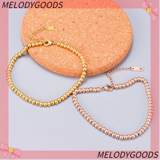 MELODG สร้อยข้อมือ กําไลข้อมือ ชุบทอง 18k จี้ลูกบอลนําโชค สีโรสโกลด์ เครื่องประดับแฟชั่น