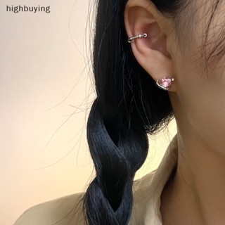 [highbuying] 1 คู่ สีชมพู หัวใจ เพทาย หู กระดูก เล็บ เกลียว ต่างหูสตั๊ด สําหรับผู้หญิง ปาร์ตี้ ใหม่ เครื่องประดับ ของขวัญ ใหม่ พร้อมส่ง