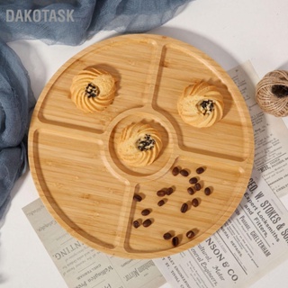  DAKOTASK ถาดเสิร์ฟไม้ไผ่อเนกประสงค์มือประดิษฐ์ถาดไม้สำหรับโต๊ะกาแฟออตโตมันเครื่องดื่มอาหารเช้า