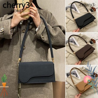 CHERRY3 กระเป๋าสะพายไหล่ หนัง PU ขนาดใหญ่ จุของได้เยอะ สีพื้น สําหรับเด็กผู้หญิง