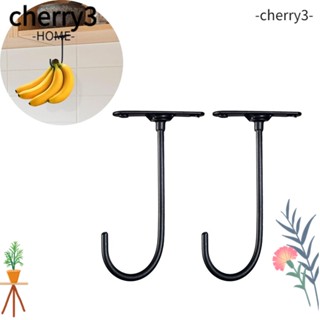 Cherry3 ตะขอกล้วยโลหะ หมุนได้ 360 องศา สีดํา สําหรับแขวนกล้วย ใต้ตู้ 2 ชิ้น