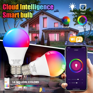 Aubess 15e/9w Tuya Smart Wifi E27/e26 Rgbcw หลอดไฟ LED Lightbulbs Alexa โคมไฟ Google Home Yandex Alice 100-240v หลอดไฟวิเศษหรี่แสงได้การควบคุมด้วยเสียง MOLISA