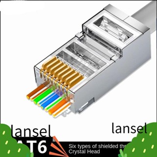 LANSEL Cat6 ขั้วต่อผ่าน UTP 50u ชุบทอง 8P สําหรับเชื่อมต่อเครือข่ายอีเธอร์เน็ต