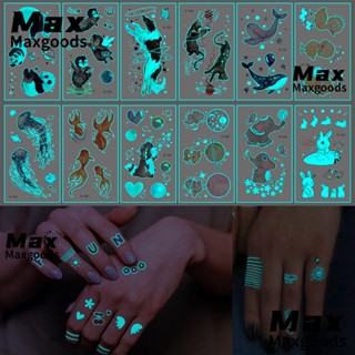 Maxg สติกเกอร์รอยสักเรืองแสง สีฟ้า แฟชั่นสําหรับผู้ชาย และผู้หญิง