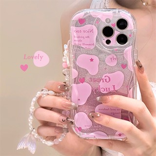 [พร้อมส่ง] เคสป้องกันโทรศัพท์มือถือ ลายครีม พร้อมสายคล้องมือ สําหรับ Apple iPhone 15 14 13 12 11 PROMAX XS XR XSMAX SE2020 6 7 8PLUS MINI