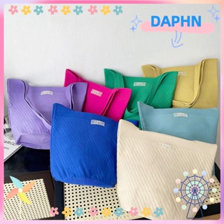 Daphs กระเป๋าถือ กระเป๋าช้อปปิ้ง ผ้าถัก ความจุสูง สีแคนดี้ แฟชั่น สําหรับนักเรียน