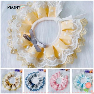 PEONYPAVILION ผ้าเช็ดน้ําลาย ผ้าตาข่าย แต่งโบว์ แต่งลูกไม้ แฟชั่นสําหรับสุนัข