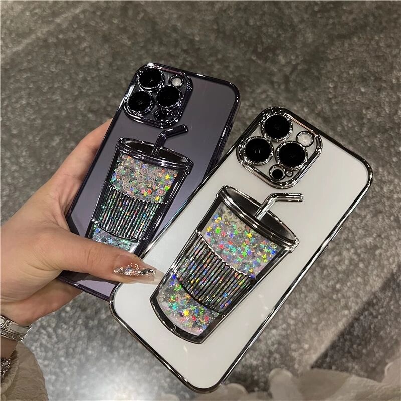 Lens film Milk-tea Cup quicksand เคส iPhone 14 pro max 11 12 pro max 13 pro max case
