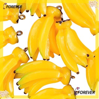 Forever โมเดลกล้วยเรซิ่น หนา 15 มม. กว้าง 19 มม. สีเหลือง สําหรับห้อยอาหาร 20 ชิ้น