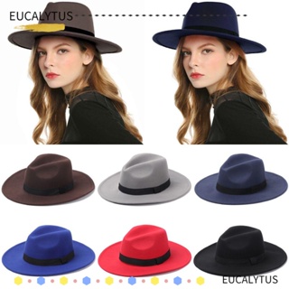 EUTUS Fedora หมวกปีกกว้าง สไตล์คาวบอยวินเทจ แฟชั่นใหม่ สําหรับเต้นรํา การแสดงบนเวที ปาร์ตี้