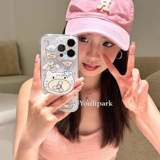 Ins ใหม่ เคสโทรศัพท์มือถือ กันกระแทก ลายการ์ตูนแมว พร้อมขาตั้ง สําหรับ Apple Iphone 14promax 13 11 14pro 13pro 14