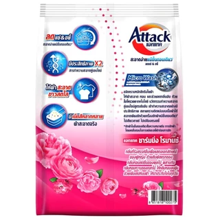 LeeMart ผงซักฟอก แอคแทค Attack 800G ซักผง ลดกลิ่นอับ สูตรเข้มข้น แอทแทคผง 3D สีชมพู ชาร์มมิ่ง โรมานซ์ ขนาด 800 กรัม