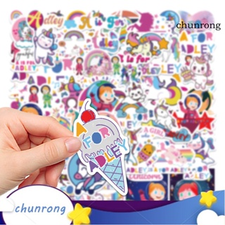 Chunrong สติกเกอร์ ลายการ์ตูนกีตาร์ มีกาวในตัว กันน้ํา กันฉีกขาดง่าย สําหรับติดตกแต่งโน้ตบุ๊ก รถยนต์ นักเรียน 50 ชิ้น