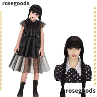 Rosegoods1 ชุดเดรสยาว แขนสั้น คอสเพลย์ สีดํา หลายขนาด สําหรับเด็กผู้หญิง 2023