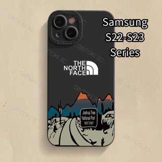 เคสโทรศัพท์ซิลิโคน TPU แบบนิ่ม ลายแบรนด์ The North กันกระแทก สีฟ้า สําหรับ Samsung Galaxy S23 Ultra S22 Plus S23 FE