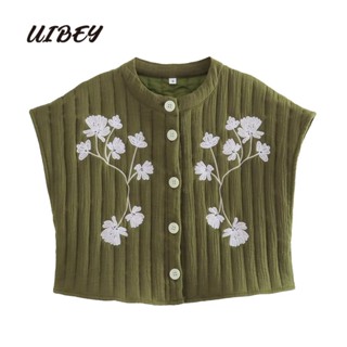 Uibey เสื้อกั๊กแฟชั่น ปักลาย อเนกประสงค์ 8463