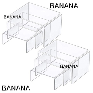 Banana1 ขาตั้งอะคริลิคใส ทรงสี่เหลี่ยม ขนาดใหญ่ สําหรับวางโชว์เค้ก คัพเค้ก ขนมหวาน 2 ชุด