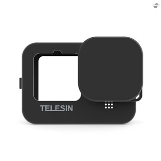 {fly} TELESIN Action Camera Protective Case Cover Soft Silicone with Lens Cap Lanyard Protection Accessories Replacement for   9 10 Black Camera