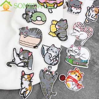 Somedayzl แผ่นแพทช์ ปักลายแมวน่ารัก แฮนด์เมด DIY สําหรับตกแต่งเสื้อผ้า