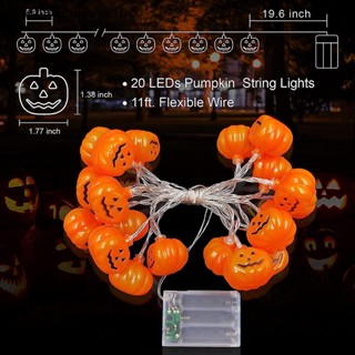 ｛Halloween Decor｝สายไฟ Led รูปหัวกะโหลกฟักทอง ค้างคาว ผี สําหรับตกแต่งปาร์ตี้ฮาโลวีน