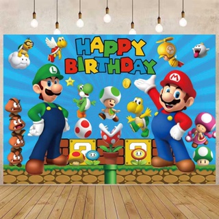  Super Mario Party Background Fabric Banner 150x100cm Birthday Party Decoration Wall Decoration, Background Fabric