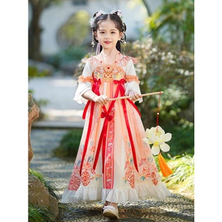 ชุดราตรีเด็กโต กี่เพ้าเด็กโต สาว Hanfu ฤดูร้อนชุด Tang สไตล์โบราณซุปเปอร์นางฟ้าสไตล์จีนชุดโบราณหญิงฤดูร้อนกี่เพ้าเด็ก2023ชุดฤดูร้อนใหม่