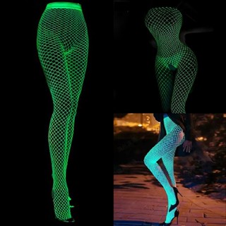 Luminous Fishnet Stockings Glow in The Dark Tights High Waist Pantyhose Stocking