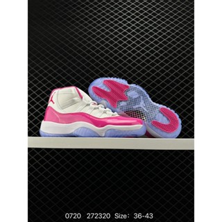 รองเท้าบาสเก็ตบอล Air Jordan 11 AJ 11 สีชมพู สีขาว สไตล์เรโทร สําหรับผู้หญิง 2023
