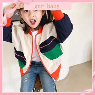 🍎GNR BABY🍓เสื้อแจ็กเก็ตเบสบอล ทรงหลวม สไตล์เกาหลี สําหรับเด็กผู้หญิง อายุ 3-12 ปี