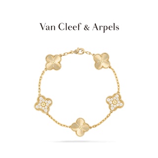 [พร้อมส่ง] Vca/van Cleef &amp; Arpels Alhambra Four Leaf Lucky K Gold Diamond Five Flower สร้อยข้อมือ [ของขวัญวันเกิด]