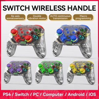 Aubess Aubess Aubess 2.4G Wireless Bluetooth Controller สำหรับ Switch Pro PC สำหรับ PS4 Shock จอยสติ๊ก Gamepad พร้อมการเขียนโปรแกรมมาโครสำหรับ IOS Android