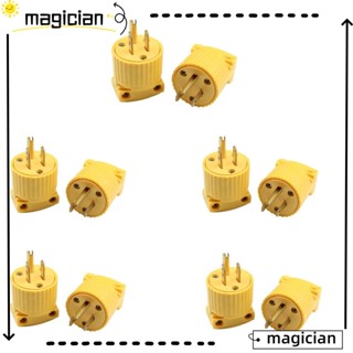 Mag ปลั๊กตัวผู้ 3 ปลั๊ก US มาตรฐาน 3 ขา UL 15A สีเหลือง แบบเปลี่ยน สําหรับปลั๊กไฟ 5-15P 125V 10 ชิ้น