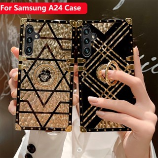 เคสโทรศัพท์มือถือ กันกระแทก ลายดอกไม้ พร้อมแหวนขาตั้ง สําหรับ Samsung Galaxy A24 A34 A54 A14 Lte 4G 5G