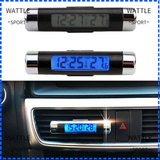 Wattle 2 in 1 นาฬิกาดิจิทัล LED แบ็คไลท์ สีฟ้า พร้อมคลิปหนีบ เทอร์โมมิเตอร์อิเล็กทรอนิกส์ สําหรับรถยนต์