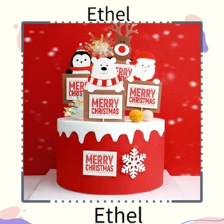 Ethel1 ป้ายท็อปเปอร์ รูปซานตาคลอส สําหรับตกแต่งเค้กคริสต์มาส 10 ชิ้น