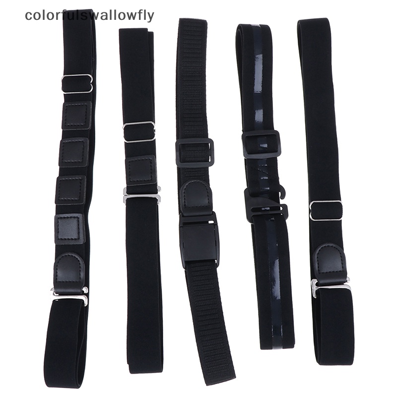 Colorfulswallowfly สายเข็มขัดรัดเสื้อเชิ้ต กันลื่น กันย่น สีดํา สําหรับผู้ชาย 1 ชิ้น