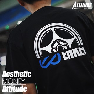 Attitude Japan JDM เสื้อยืดแขนสั้น ผ้าฝ้าย ลายล้อแข่ง ENKEI RP01